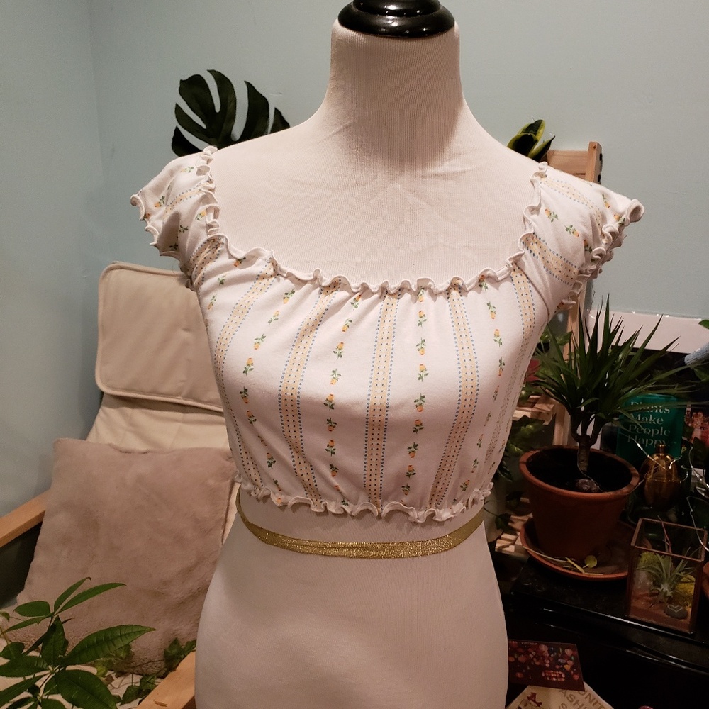 Ruffled Off The Shoulder Crop Top